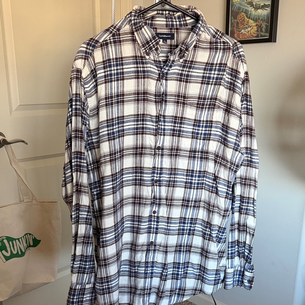 Croft&Barrow Men's Navy and White Checkered flannel Shirt